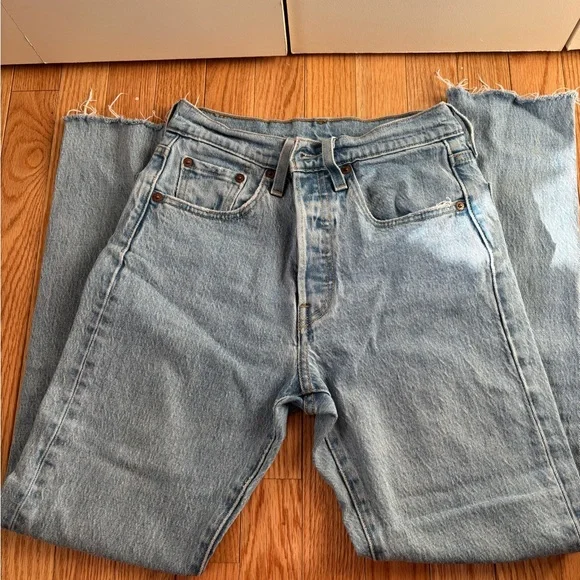 Women's Light Blue Straight Leg Jeans - Picture 2 of 11